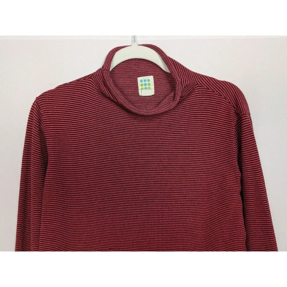 Title Nine L Synergy Rolled Mock Neck Turtleneck Sweater Stripe Outdoors Hiking - Picture 6 of 12